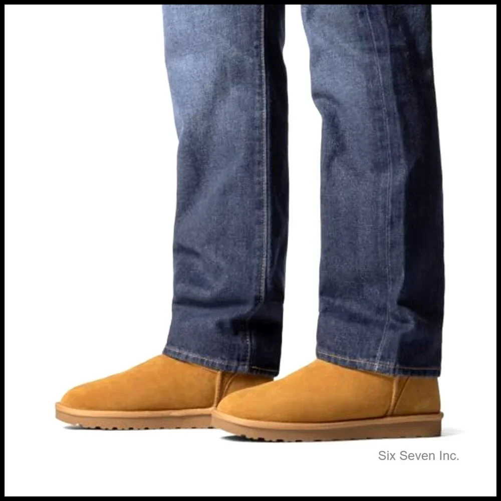 Men's Winter Boots Cozy Suede Leather Outdoor Casual Warm Fuzzy Classic Short